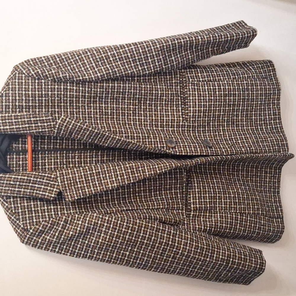 Double breasted pea coat plaid coat